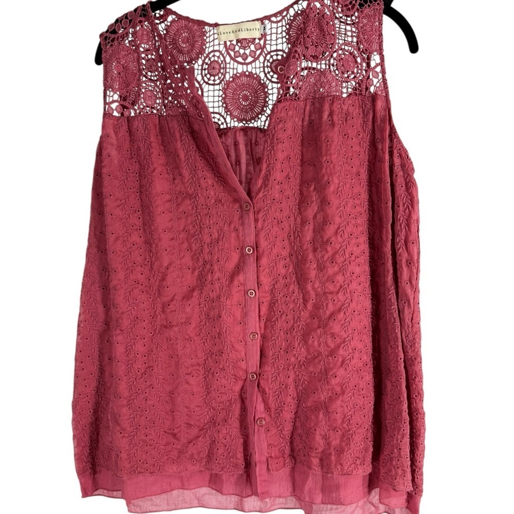 Johnny Was 4 Love and Liberty lace and silk sleeveless top Med